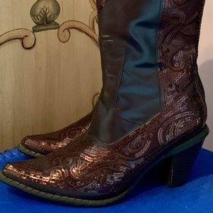Women's Sequin Beaded Embroidered Cowgirl Boots
